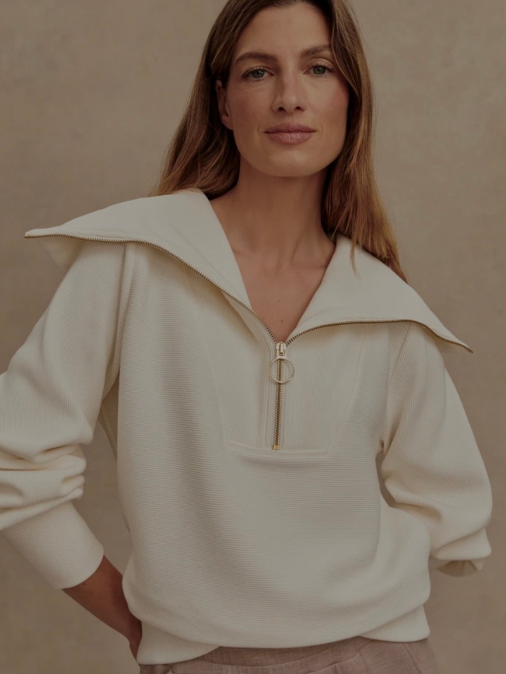 Varley Vine Half-Zip Pullover Ivory Size M